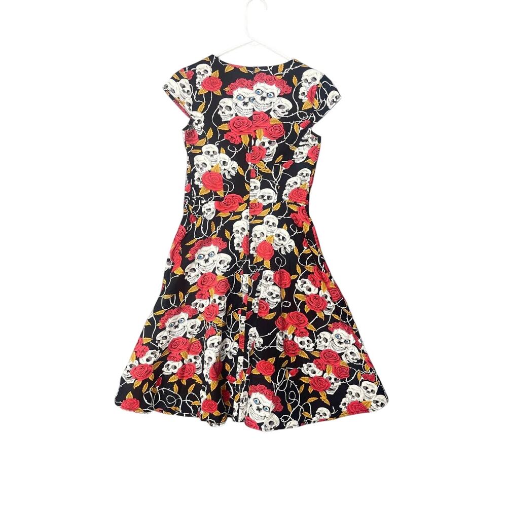 Skulls and Roses Dress‎ Gothic Halloween Punk Sz XS Day of the Dead Rockabilly